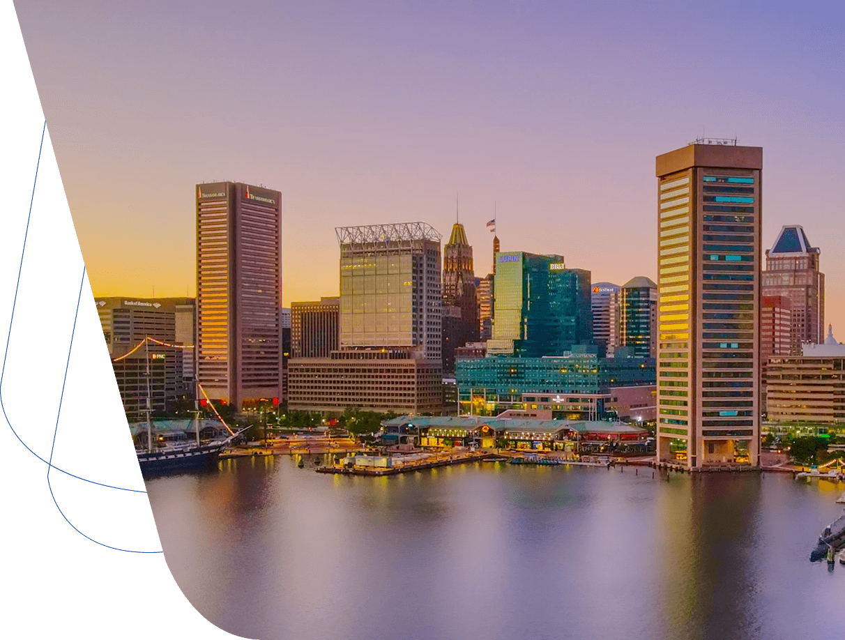 The Baltimore Cityscape Skyline at Sunset